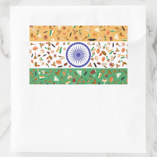 Flagge Indiens mit Kulturgütern Rechteckiger Aufkleber (Tasche)