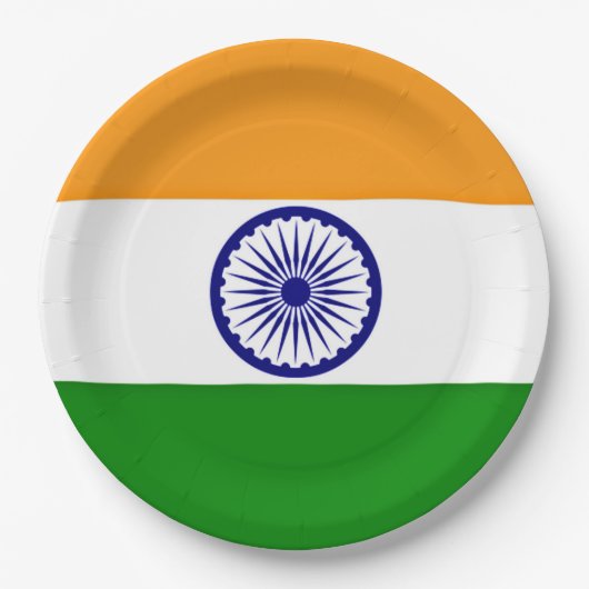 Flagge Indiens Pappteller (Vorderseite)