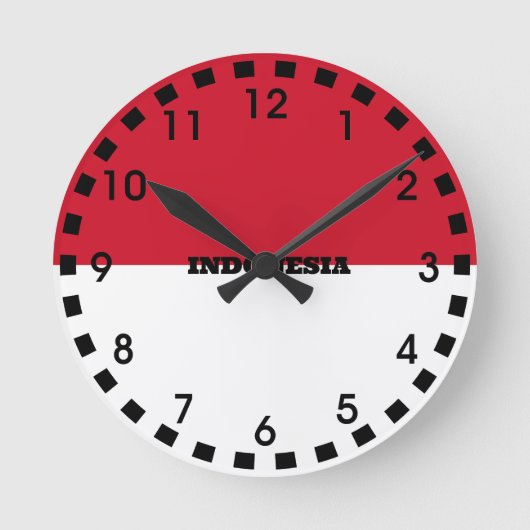 Flagge Indonesiens Runde Wanduhr (Vorderseite)