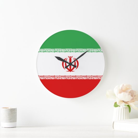 Flagge Iran (Iran) Große Wanduhr (Zuhause)