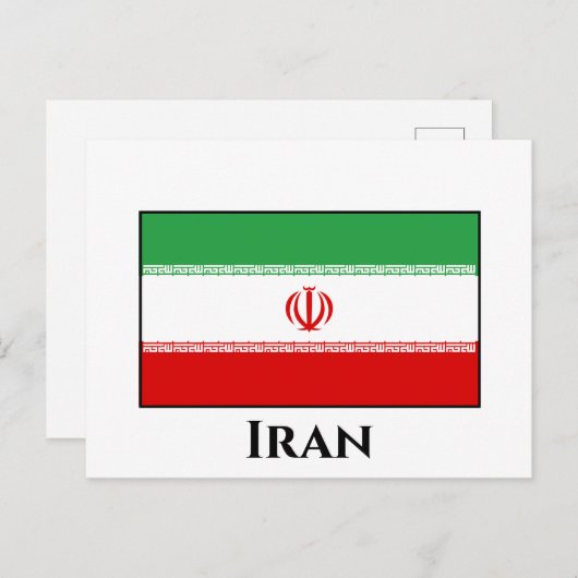 Flagge Iran (Iran) Postkarte (Vorne/Hinten)