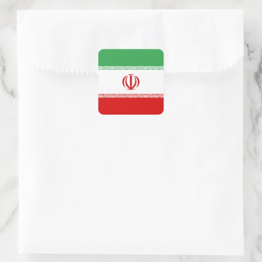 Flagge Iran (Iran) Quadratischer Aufkleber (Tasche)