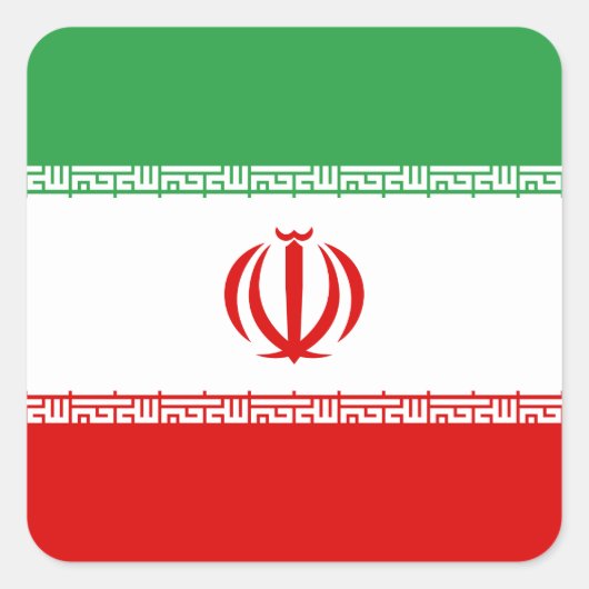 Flagge Iran (Iran) Quadratischer Aufkleber (Vorderseite)