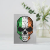 Flagge Irlands auf einem Stahlschädel Postkarte (Stehend Vorderseite)