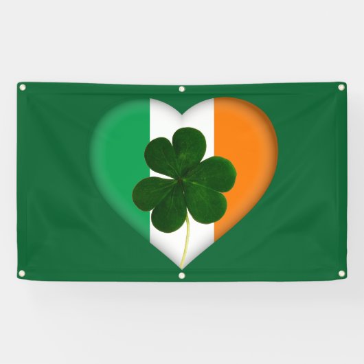 Flagge Irlands Herz mit Kleeblatt St. Patrick Banner (Horizontal)