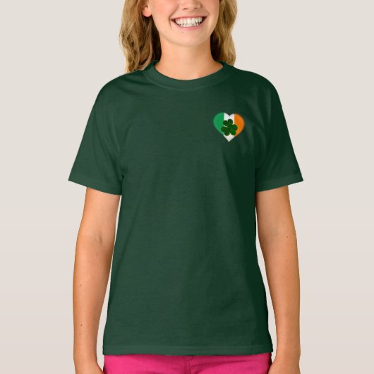 Flagge Irlands Herz mit Kleeblatt St. Patrick T-Shirt (Vorderseite)