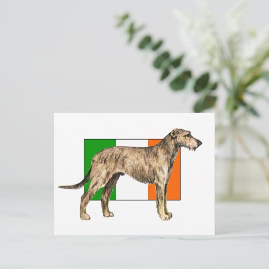 Flagge Irlands: Irish Wolfhund Gear Postkarte (Stehend Vorderseite)