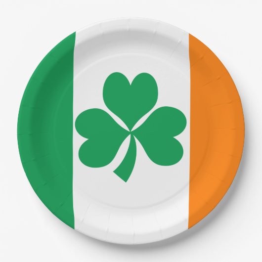 Flagge Irlands Kleeblatt Pappteller (Vorderseite)