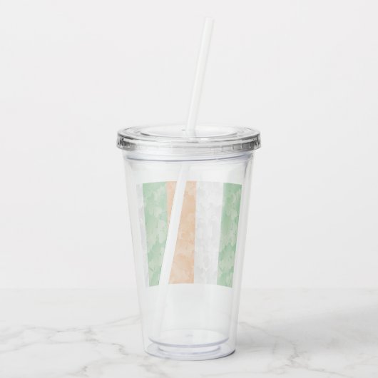 Flagge Irlands mit Kleeblättern Acryltrinkbecher (Rückseite)