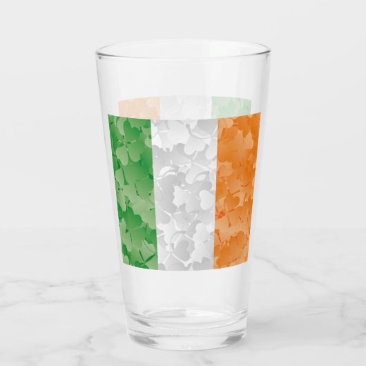 Flagge Irlands mit Kleeblättern Glas (Rückseite)