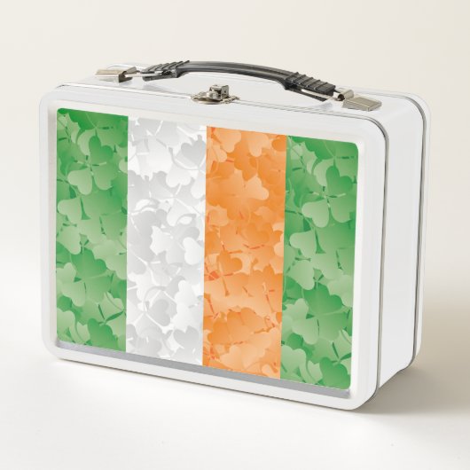 Flagge Irlands mit Kleeblättern Metall Brotdose (Vorderseite)