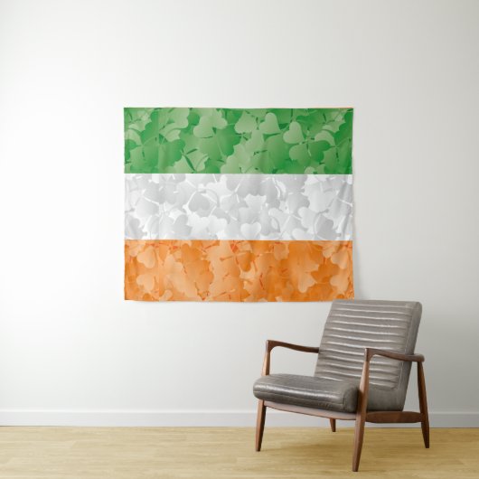 Flagge Irlands mit Kleeblattmuster Wandteppich (Beispiel (Horizontal))