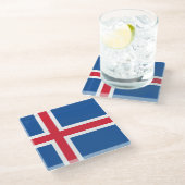 Flagge Islands Glasuntersetzer (Schrägansicht)