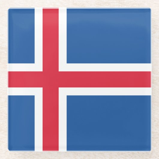 Flagge Islands Glasuntersetzer (Vorderseite)