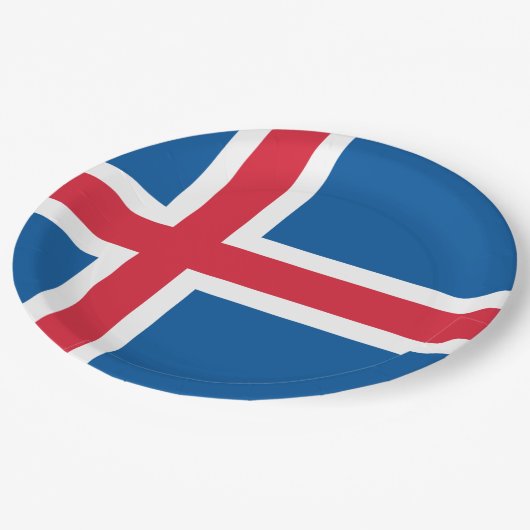 Flagge Islands Pappteller (Schrägansicht)