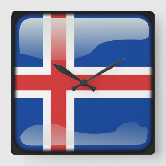 Flagge Islands Quadratische Wanduhr (Vorderseite)