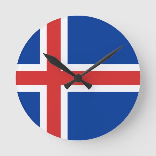 Flagge Islands Runde Wanduhr (Vorderseite)