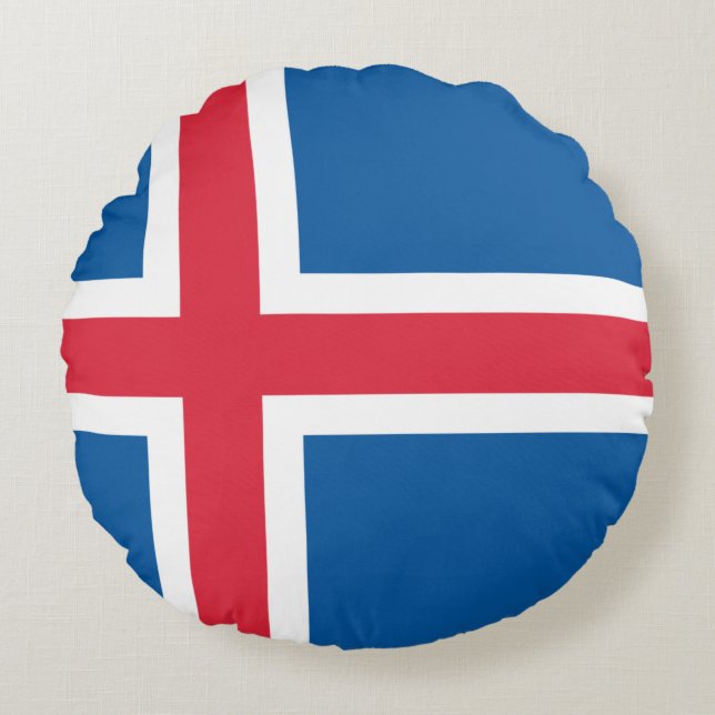 Flagge Islands Rundes Kissen (Vorderseite)