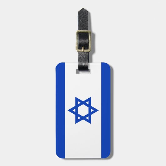 Flagge Israel Gepäckanhänger mit Ledergurt (Vorderseite vertikal)