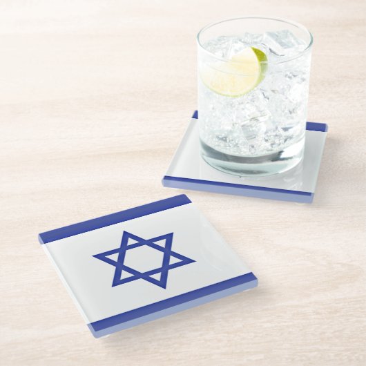 Flagge Israels Glasuntersetzer (Schrägansicht)