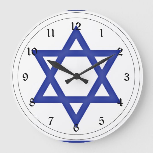 Flagge Israels Große Wanduhr (Vorderseite)