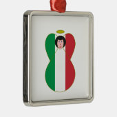 Flagge Italiens Angel Silbernes Ornament (Rechts)