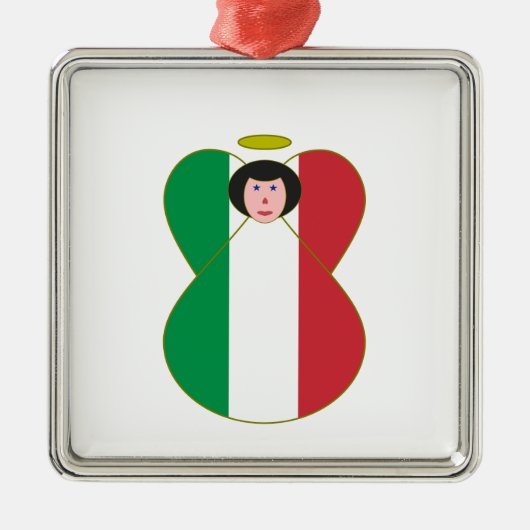 Flagge Italiens Angel Silbernes Ornament (Vorne)