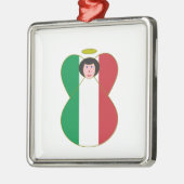 Flagge Italiens Angel Silbernes Ornament (Links)