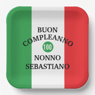 Flagge Italiens Buon Compleanno oder Anniversario  Pappteller