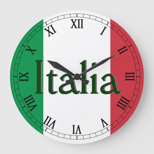 Flagge Italiens Große Wanduhr (Vorderseite)