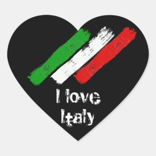 Flagge Italiens. Ich Liebe Italien. Herz-Aufkleber