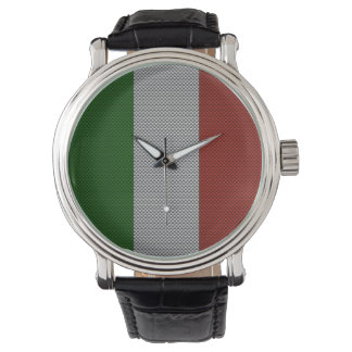 Flagge Italiens mit Kohlenstofffasereffekt Armbanduhr