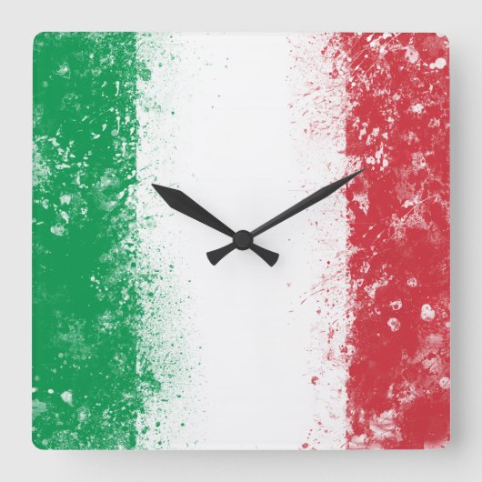Flagge Italiens Quadratische Wanduhr (Vorderseite)
