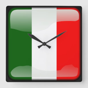 Flagge Italiens Quadratische Wanduhr