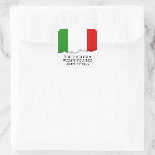Flagge Italiens Quadratischer Aufkleber (Tasche)