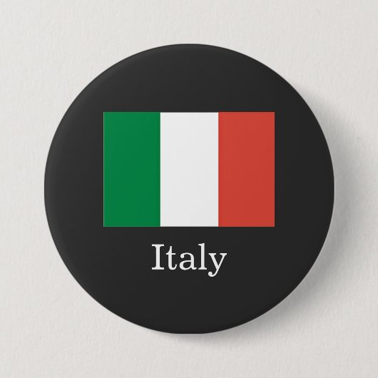 Flagge Italiens, weißer Text, Button (Vorderseite)