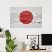 Flagge Japans verwitterte Farbe Poster (Heimbüro)