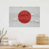 Flagge Japans verwitterte Farbe Poster (Küche)