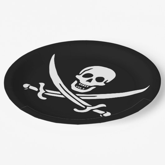 Flagge Jolly Roger Pappteller (Schrägansicht)
