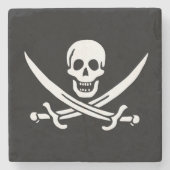 Flagge Jolly Roger Steinuntersetzer (Vorderseite)