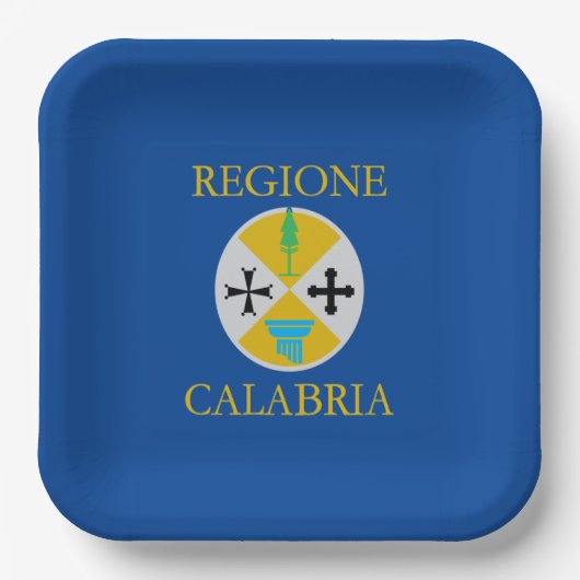 Flagge Kalabriens (Italien) Pappteller (Vorderseite)