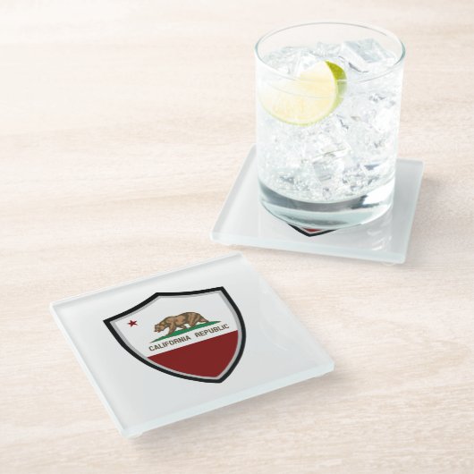 Flagge Kaliforniens Glasuntersetzer (Schrägansicht)