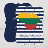 Flagge/Karte von Litauen auf gestreiftem Einladung (Vorne/Hinten)