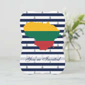 Flagge/Karte von Litauen auf gestreiftem Einladung (Stehend Vorderseite)