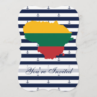 Flagge/Karte von Litauen auf gestreiftem Einladung