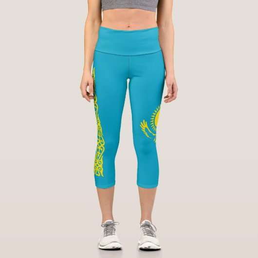 Flagge Kasachstan Capri Leggings (Vorderseite)