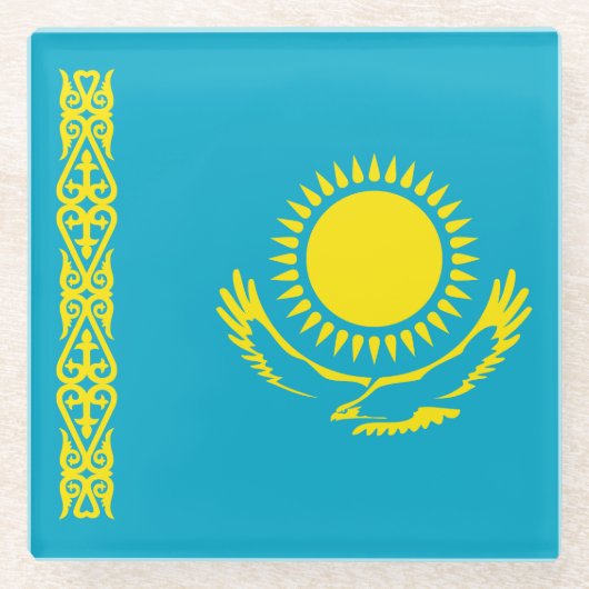 Flagge Kasachstan Glasuntersetzer (Vorderseite)