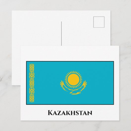 Flagge Kasachstan Postkarte (Vorne/Hinten)
