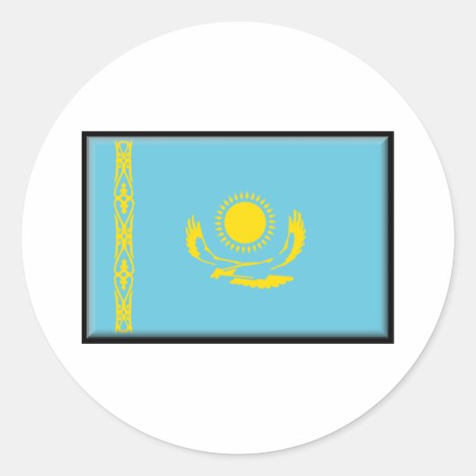 Flagge Kasachstan Runder Aufkleber (Vorderseite)