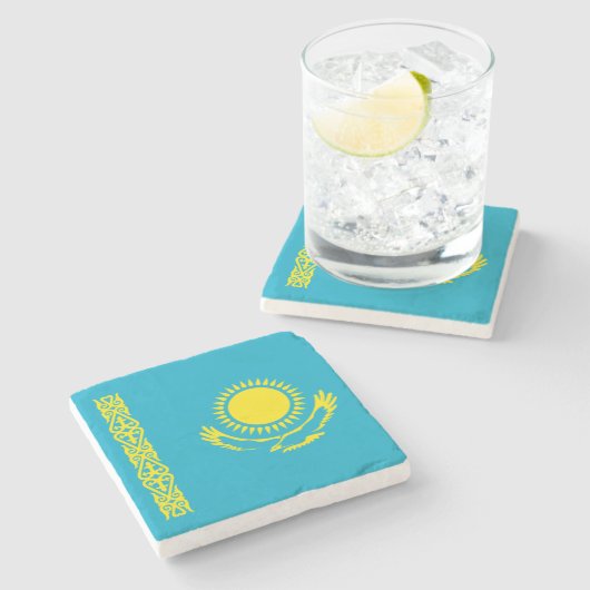 Flagge Kasachstan Steinuntersetzer (Seitenansicht)